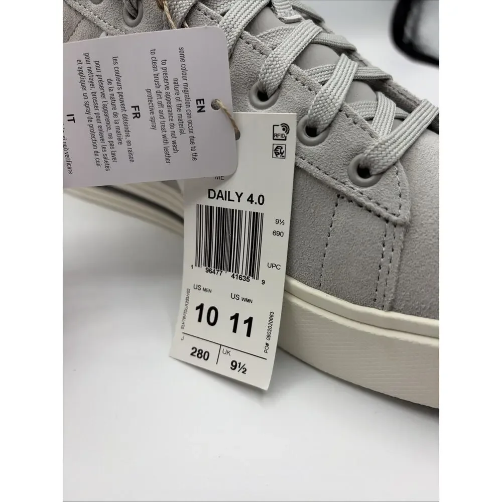 adidas Daily 4.0 Gray White Lace-Up Sneakers Shoes Men's US 10 NWT NO Box